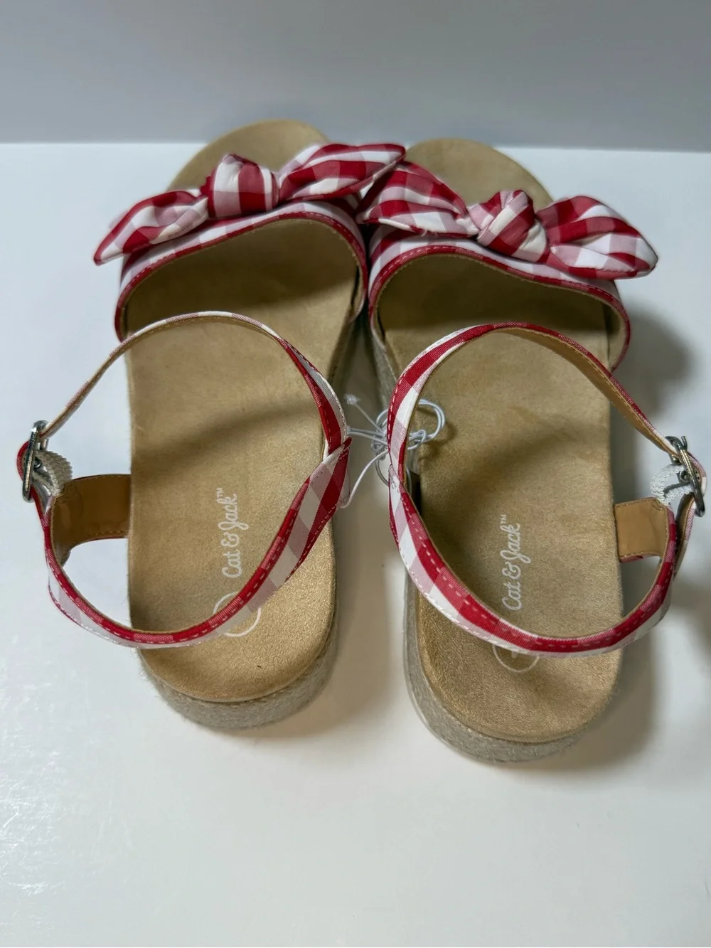 Women’s Red Gingham Bow Espadrille Sandals - Picture 5 of 8